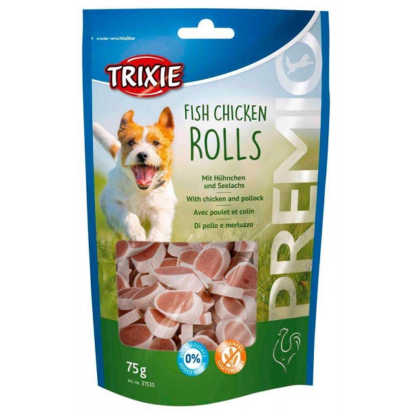 تشویقی سگ تریکسی مدل fish chicken rolls