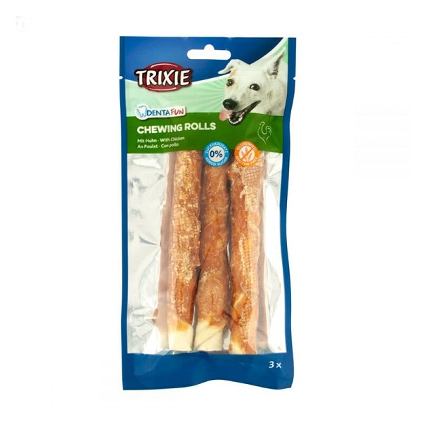 تشویقی سگ تریکسی مدل chewing rolls طعم مرغ 140 گرم