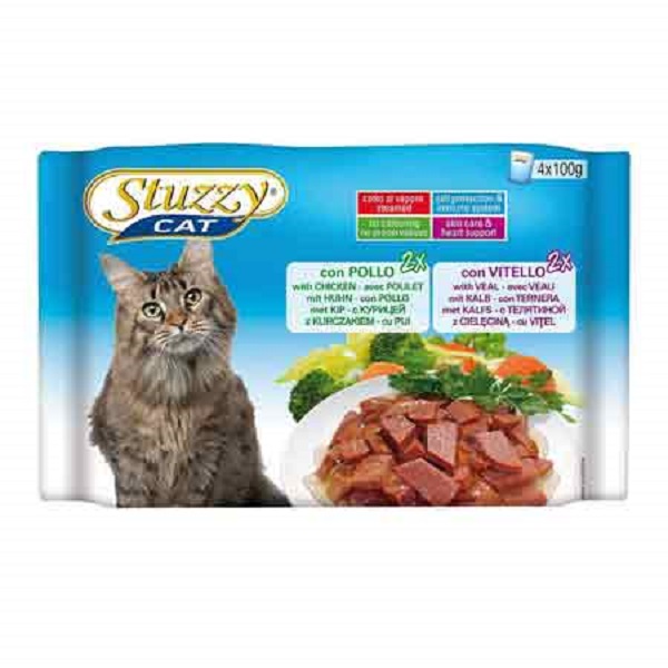 پوچ گربه مولتی پک استوزی با طعم مرغ و گوشت گوساله-4 عدد 100 گرمی