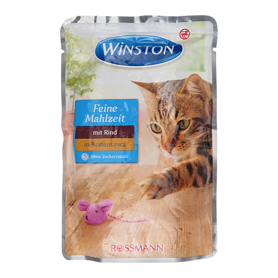 پوچ گربه وینستون با طعم گوشت در سس گوشت وزن 100 گرم