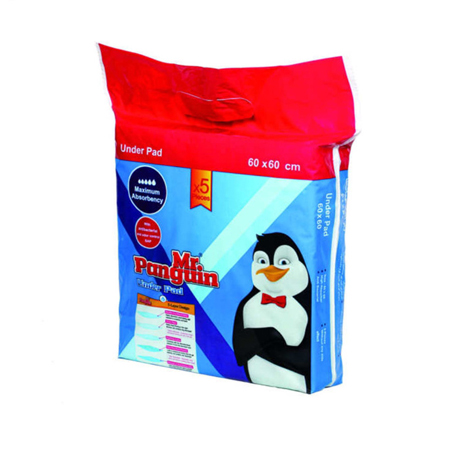 زیرانداز بهداشتی مستر پنگوئن سایز 60*60 بسته 5 عددی