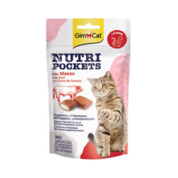 تشویقی گربه جیم کت با طعم گوشت گاو GimCat Nutri Pockets Beef وزن 60 گرم