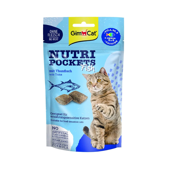 تشویقی گربه جیم کت با طعم ماهی تن GimCat Nutri Pockets Dental With Tuna Fish وزن 60 گرم