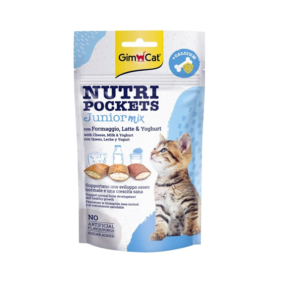 تشویقی نوتری بچه گربه جیم کت GimCat Nutri Pockets Junior Mix وزن 60 گرم