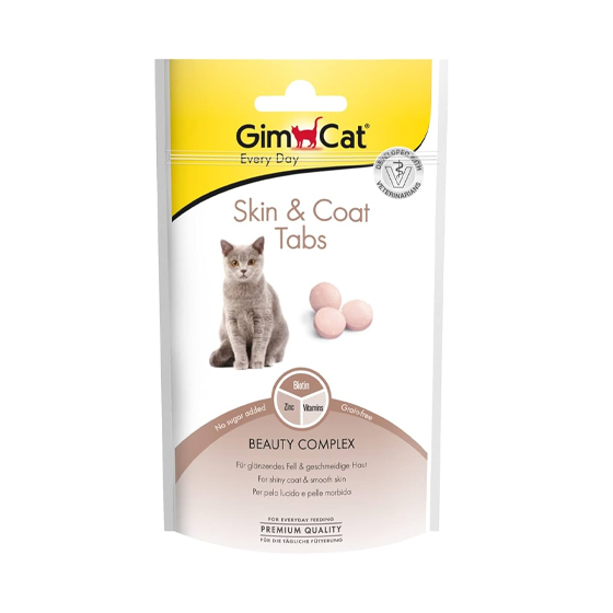 قرص تقویت کننده پوست و مو گربه جیم کت GimCat Tabs Skin & Coat وزن 40 گرم