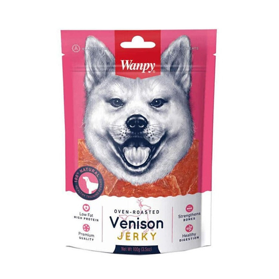 تشویقی سگ ونپی با طعم گوشت گوزن Wanpy Venison Jerky وزن 100 گرم