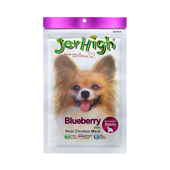 تشویقی سگ جرهای با طعم بلوبری Jerhigh Chicken & Blueberry Sticks وزن 60 گرم