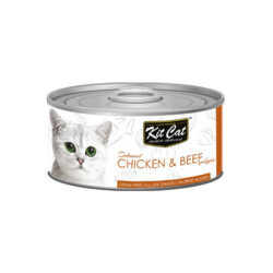 کنسرو غذای گربه کیت کت با طعم مرغ و گوشت گاو وزن ۸۰ گرم