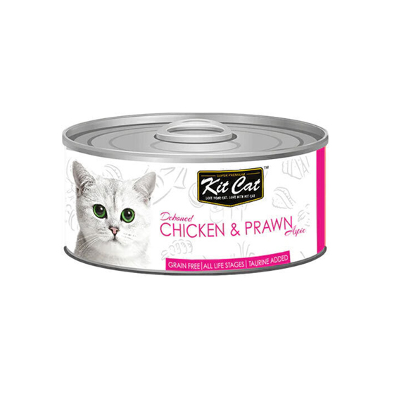 کنسرو غذای گربه کیت کت با طعم مرغ و میگو وزن ۸۰ گرم