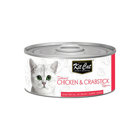 کنسرو غذای گربه کیت کت با طعم مرغ و خرچنگ وزن ۸۰ گرم