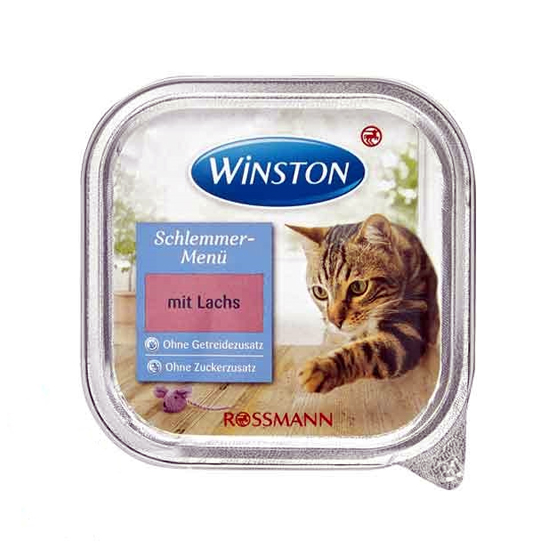 غذا کاسه ای گربه وینستون با طعم ماهی قزل آلا وزن ۱۰۰ گرم