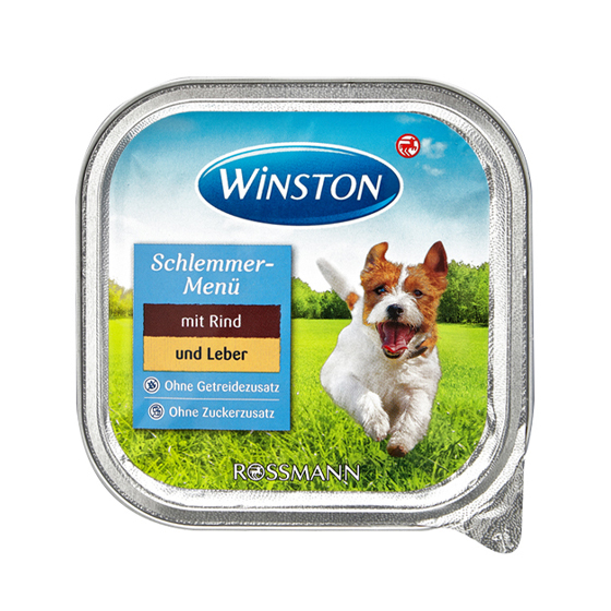 غذای کاسه ای سگ وینستون با طعم گوشت گاو و جگر وزن ۱۵۰ گرم