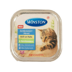 غذا کاسه ای گربه وینستون با طعم گوشت مرغ در سس هویج وزن ۱۰۰ گرم
