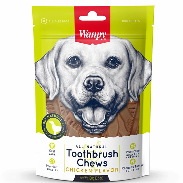 تشویقی دندانی سگ ونپی با طعم مرغ ۱۰۰ گرم | Wanpy Natural Toothbrush Chews Chicken Flavor